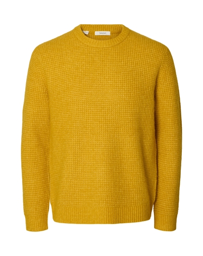 Selected - SLMRai Waffle Crew Strick - Chai Tea